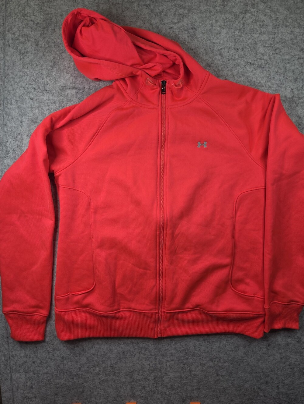 Under Armour Florescent Red Full Zip Performance Jacket with Hoodie